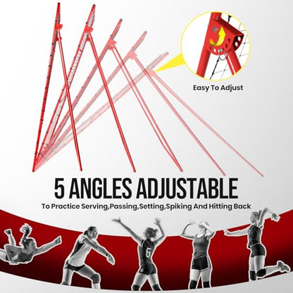 7x4FT Volleyball Rebounder Net,Angle Adjustable Volleyballs Training Equipment For Hitting,Blocking,Serving,Setting, Easy Setup Volleyball Rebound Net, Portable Volley ball Trainer For Kids and Adults