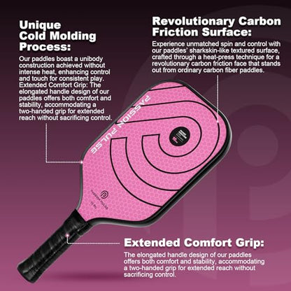 Pickleball Paddles 2026,Carbon Fiber Pickleball Paddle,16mm T700 High Grit & Spin, Professional Pickle Ball Paddles Set Designed for Ultimate Spin & Consistency