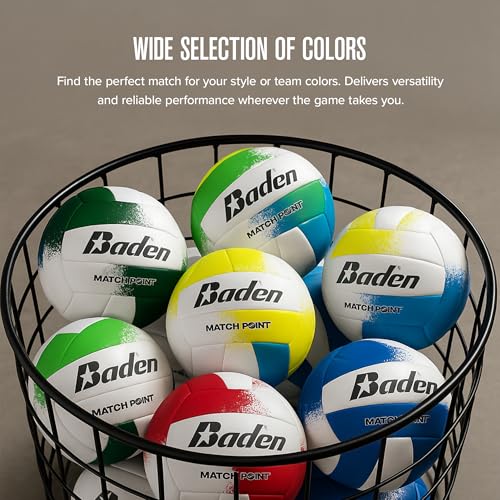 Baden | Match Point | Cushioned Synthetic Leather | Outdoor Recreation Backyard Volleyball + College Camp Ball | Official Size 5 - color: Red/White