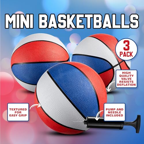 Bedwina Rubber Mini Basketball Balls for Kids 7 Inch, Size 3 Pack of 3 - Pool Basketball for Mini Hoop Outdoor & Indoor - style: 3-pcs