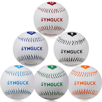 SYNGUCK Weighted Baseballs Set of 2/4/6 - Training Baseballs to Increase Pitching Speed, Arm Strength & Accuracy for Baseball Players, Coaches & Athletes - style: 6 Pack(4/6/7/9/10/12oz)