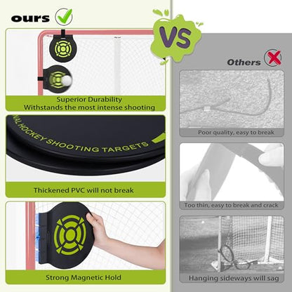 Hikeen Heavy Duty Magnetic Hockey Shooting Targets-7.9" Accuracy Trainers Hockey Targets with Hanging Rope for Hockey & Lacrosse Nets(4 Packs)