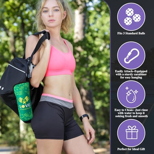 3 Pcs Pickleball Ball Holder Portable Pickleball Bags Funny Tennis Storage Bags with Hook for Hanging Neoprene Pickle Ball Accessories Gifts for Men Women