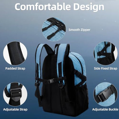 HUA ANGEL Basketball Backpack, Large Sports Bag with Separate Ball Holder & Shoe Compartment, Men/Women Gym Backpack for Basketball Soccer Volleyball - color: Blue