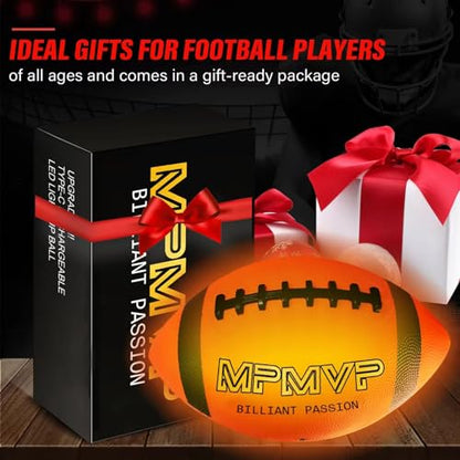 Light Up Football for Boys 8-12, Rechargeable Glow Football Official Size 9 – Great for Graduation Gifts, Outdoor Yard Games, Teen Sports & School Play - size: Size 9