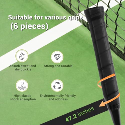 Tennis Racket Grip Strap 6 pre-Cut Tennis Racket Grip Straps Non-Slip Moisture Absorbent Dry fit Tennis Racket Grip Strap Badminton, Pickleball