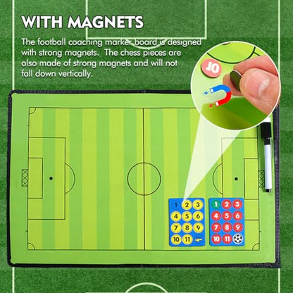 Football Tactic Board, Soccer Coaching Marker Board with Magnets, 2pcs Whiteboard Marker, Eraser