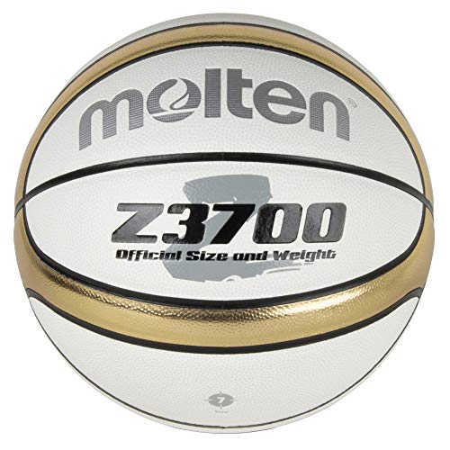 Molten Z3700 B7Z3700-WZ Basketball, No. 7, for Boys Over Junior High School Students, Synthetic Leather, White x Gold