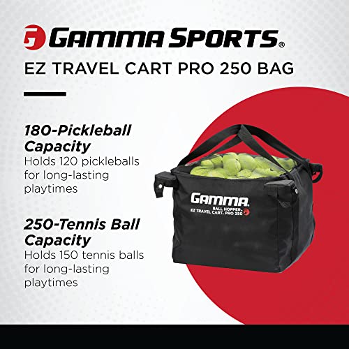 GAMMA Sports EZ Travel Cart, Tennis & Pickleball Hopper, Padel, Portable Compact Design, Sturdy Lightweight Construction, EZ Bags, 150 or 250 Capacity, Premium Carrying Case Included - size: 150 Ball, style: Bag