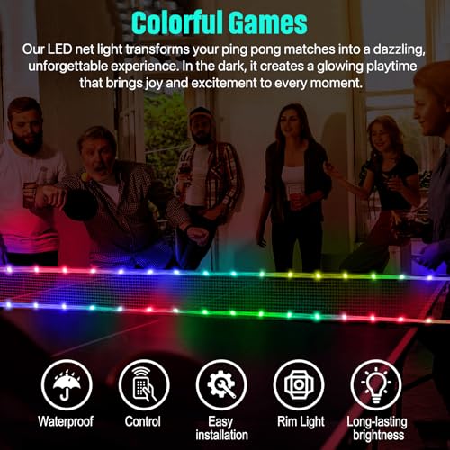 LED Ping Pong Table Light&Net Light, 14 Ft&13 Ft Light Net for Ping Pong Table&Net Table,16 Color Change, Durable & Waterproof & Easy to Install, Super Bright to Display at Night - color: Net lights