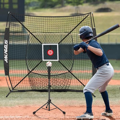 6'X6' Baseball Softball Practice Net,Pitching Net,Batting Net,with Bonus Strike Zone,Target and Bow Frame,for Hitting,Pitching,Catching - size: 6 x 6 FT, style: Strike Zone Version-Black