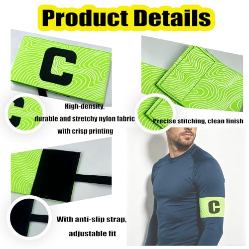 Personalized Captain Arm Bands,Custom Captain Arm Bands with Text/Logos,Custom Soccer Captain Arm Bands for Adult Children - color: Style 1