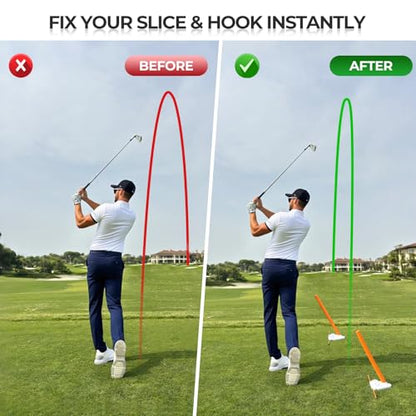 Golf Swing Training Aid - Alignment Discs & Rods | Corrects Setup, Posture, Swing Plane & Path to Fix Slice and Hook | Achieve Consistent Contact, Increase Distance & Accuracy