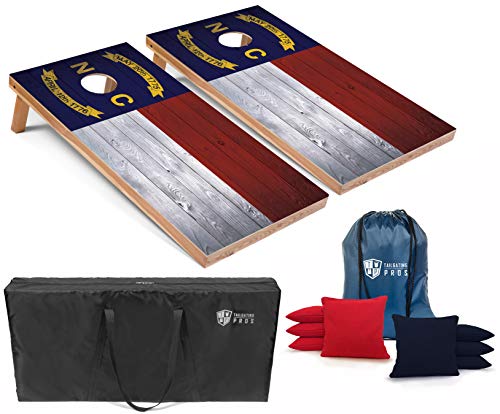 Tailgating Pros Regulation Flag Cornhole Board Sets Includes 8 Bean Bags and Carrying Totes 4'x2' Flag Toss Game Several Corn Hole Board Designs to Choose from! - color: North Carolina Flag