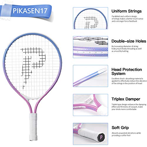 17" Kids Tennis Racket Best Starter Kit for Kids Age 4 and Under with Shoulder Strap Bag and Mini Tennis Racket Toddler Tennis Raquet - color: 17 inch Pink