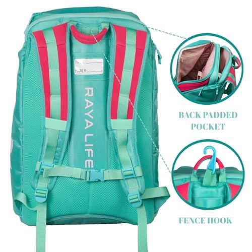 Pickleball Bag - Water Proof Pickleball Backpack, Ample storage for Paddles and Gear, Fence Hook, Shoe Compartment - color: Fuchsia/Teal