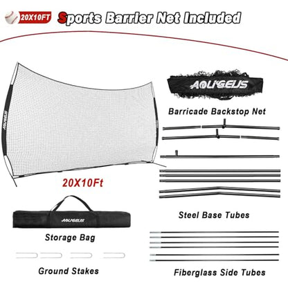 Sports Barrier Net,Sports Net,Barricade Backstop Net,Perfect for Baseball,Softball,Soccer, Basketball,Lacrosse - style: 20X10Ft-Black