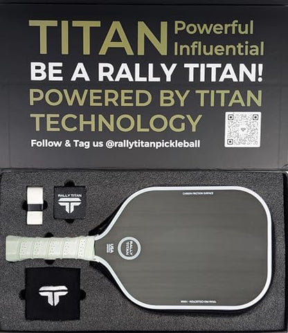 16 MM Titan Pro Control Pickleball Paddle | USAPA Approved | T700 Textured Carbon Fiber Friction Surface | Polypropylene Honeycomb Core | Rally Titan Pickleball Paddles | Single Paddle with Cover