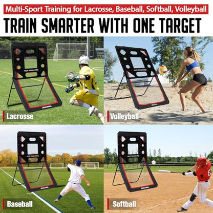 ZEALFEEL Lacrosse Rebounder Target Net 4×4FT, Lacrosse Bounce Back Pass Cover, Volleyball/Baseball Rebounde Target Net for 4×6FT & 4×7FT Rebounders
