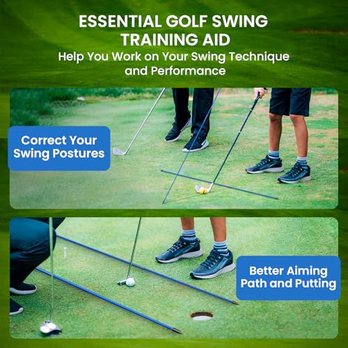 FINGER TEN Golf Alignment Sticks Rods Swing Trainer Tools 43 Inch 2 Or 3 Pack, Fits in Golf Bag Tour Stickers Practice Training Aid - color: 3 Pack Navy