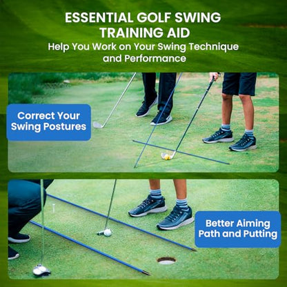 FINGER TEN Golf Alignment Sticks Rods Swing Trainer Tools 43 Inch 2 Or 3 Pack, Fits in Golf Bag Tour Stickers Practice Training Aid - color: 3 Pack Navy
