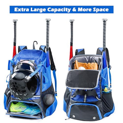 Baseball Backpack for Youth, Boys, Adults - Bat and Softball Equipment Bag With Glove Holder, Helmet, Shoes Compartment - T-Ball Accessories and Baseball Gifts