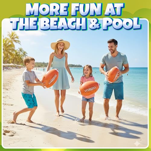 Inflatable Football Beach Balls (6 Pack) - 16-Inch Durable Beach Balls for Kids, Summer Pool Toys, Football Party Favors, Sports Theme Decorations, Giveaways - style: 6-Pcs Football Beach Balls
