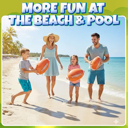 Inflatable Football Beach Balls (6 Pack) - 16-Inch Durable Beach Balls for Kids, Summer Pool Toys, Football Party Favors, Sports Theme Decorations, Giveaways - style: 6-Pcs Football Beach Balls
