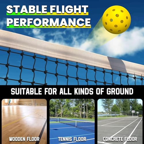 Outdoor Pickleball Balls - 40 Holes With Mesh Bag & 2 Ball Retrievers, USAPA High Bounce & Durable for All Style Paddle & Court - color: Yellow