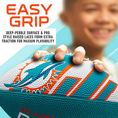 Franklin Sports NFL Team Footballs - Rubber Youth Mini Balls for All Teams - Kids 8.5" Football + Air Pump Sets - Official NFL Licensed - style: Miami Dolphins