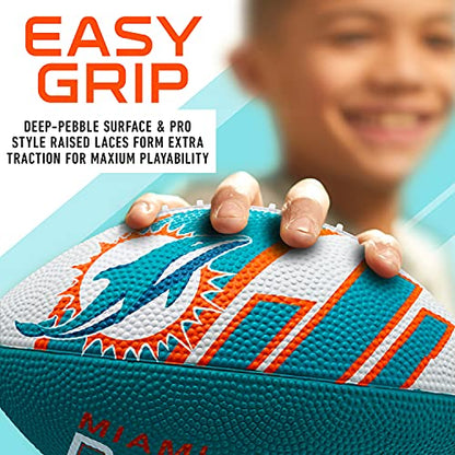 Franklin Sports NFL Team Footballs - Rubber Youth Mini Balls for All Teams - Kids 8.5" Football + Air Pump Sets - Official NFL Licensed - style: Miami Dolphins