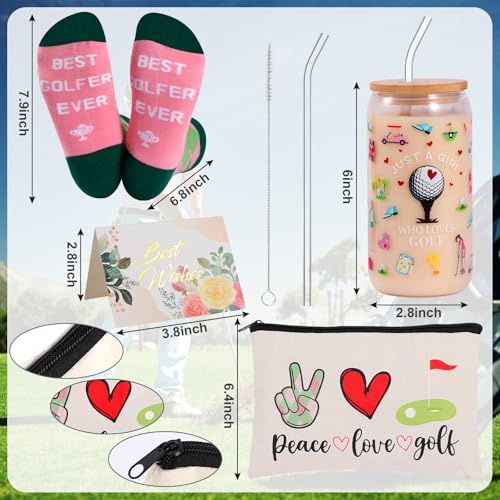 SAIWEILAI ONLINE 12 Pieces Golf Gifts for Women Golfers Christmas Gifts Set with Funny Golfing Can Glass Socks Towel Makeup Bag Hat Clip Bag Ball and Tee Holder - style: Women