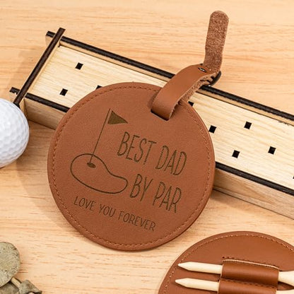 Best Dad by Par - Personalized Wooden Golf Tee Holder, Fathers Day & Birthday Gift for Coach, Grandpa, Uncle - color: Brown-(For Dad)