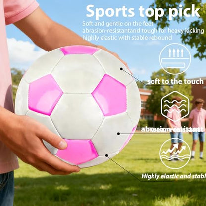 Soccer Ball Size 3 with Pump Needle, Size 3 Trainning Classic White Black Thicker PU Tight Weaved Suitable for Youth Boy League Game Trainning - color: Pink