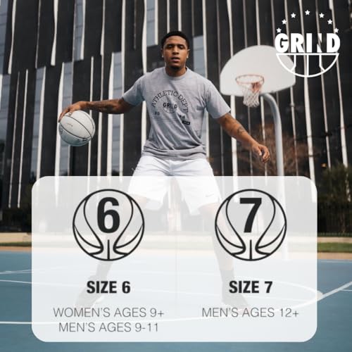 GRIND | Official Basketball Eastside Train | Premium Composite Leather Made for Indoor/Outdoor Play | All Surface Performance | Shipped Inflated and Game-Ready