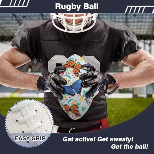 SYtrade Recreational Football Game Footballs PU Composite Leather Footballs for Training Indoor Outdoor - color: Butterfly Flower Blue