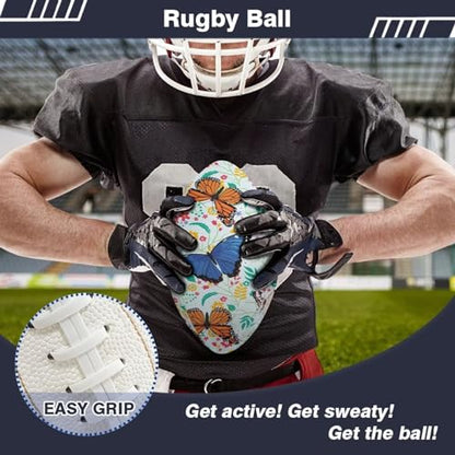 SYtrade Recreational Football Game Footballs PU Composite Leather Footballs for Training Indoor Outdoor - color: Butterfly Flower Blue