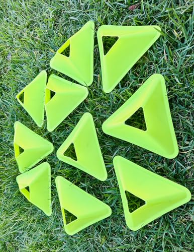 Unicorn Co Premium Football Soccer Agility Plyometric Training Triangle Plate Cones 20pcs - color: Neon