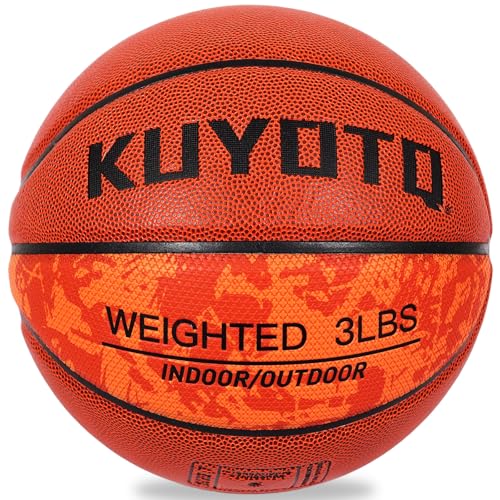 KUYOTQ 3LBS/3.3LBS/2.2LBS Weighted Heavy Training Basketball 29.5/28.5" in and Outdoor Improving Handling Dribbling Passing Rebounding Skill Composite Size 7/6 Weighted Training Basketball Equipment - color: Brown Weighted Basketball 3.0LBS/1.3KG, size: S