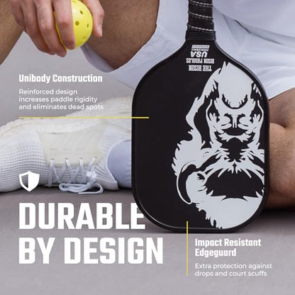 Bison Paddles: Carbon Graphite Pickleball Paddles - Lightweight Pickleball Rackets | Honeycomb Composite Core Improves Pickle Ball Placement and Increases Power | Durable Unibody Construction - color: Black Bison