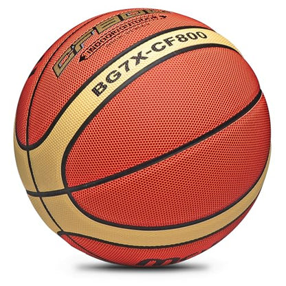 Training Soft Touch Rubber and Faux Leather Fighting Basketball, High Bounce Indoor Outdoor Basketball Gift - color: BG7X-CF800 Brown
