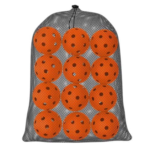 Great Call Athletics | Indoor Pickleballs USA Pickleball Approved Official 26 Hole Balls Sports Tournament Pack Free Mesh Bag - color: Orange, style: 12 Pack