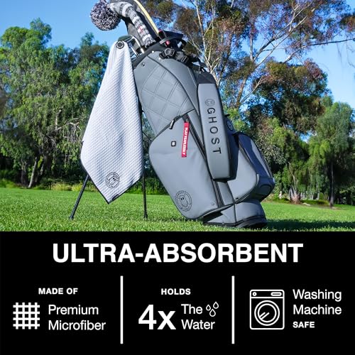 Ghost Golf Magnetic Towel (Greenside) - Premium Ultra-Absorbent Microfiber Golf Towel with Magnet for Golf Carts or Clubs - 18" x 18" Golfing Gear - Waffle Weave Pattern (Carolina Blue) - color: Carolina Blue