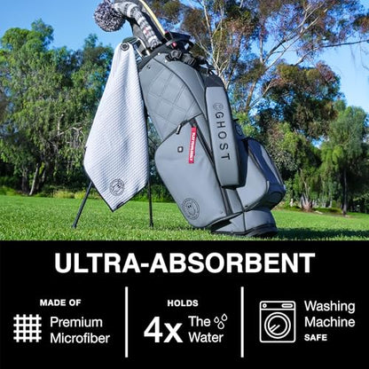 Ghost Golf Magnetic Towel (Greenside) - Premium Ultra-Absorbent Microfiber Golf Towel with Magnet for Golf Carts or Clubs - 18" x 18" Golfing Gear - Waffle Weave Pattern (Carolina Blue)