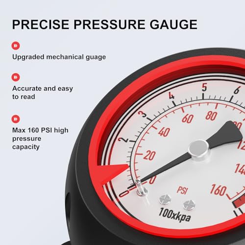 Bike Pump, 25” Height Full Size Bicycle Pump with 160 PSI High Pressure, Bike tire Pump with Presta and Schrader Valve, Bike Air Pump for Bike Tires, Balls and Swimming Ring,Bike Pumps with Psi Gauge
