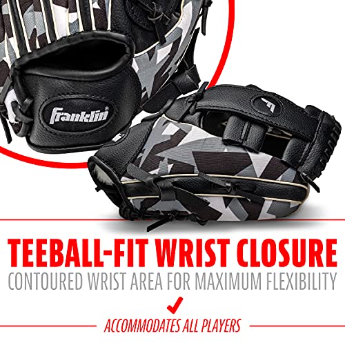 Franklin Sports Kids-Baseball Gloves - RTP Child's Tball Glove - Boys + Girls Teeball Mitt Set - Kids + Toddler - Right or Left Hand Throw - 9.5" - color: Black/White