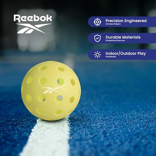 Reebok - Pickleball Set for 2 Players, Includes 2 Paddles with Cushion Grip and 2 Light-Up Balls, Perfect for Night Play, Durable, Engineered for Sports Enthusiasts