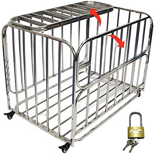 LZMZMQ Heavy Duty Rolling Ball Cart with Lockable Wheels, Volleyball Basketballs Footballs Storage Cage, for Gym/Kindergarten/School/Garage, Stainless Steel