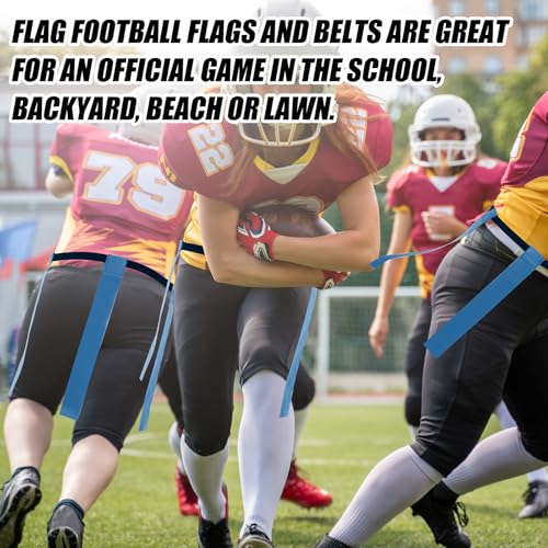3 Flag Football Belts Flag Football Belts and Flags Adults Size Triple Flags Quick Release Sport Training Equipment - color: Blue