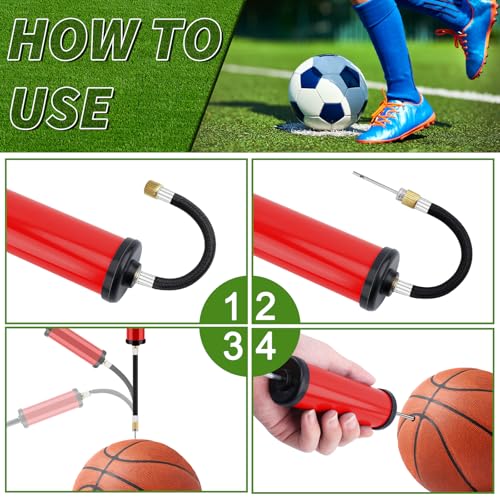 100 Sets Ball Air Pump Bulk for Sports Balls Include Needle Nozzle Extension Hose Hand Inflation Kit for Basketball Soccer Football Volleyball Balloon, Operation Bulk Christmas Child Items Gifts - color: Red